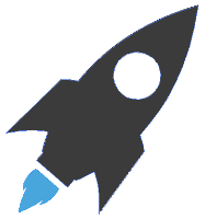 Icon showing a rocket blasting off