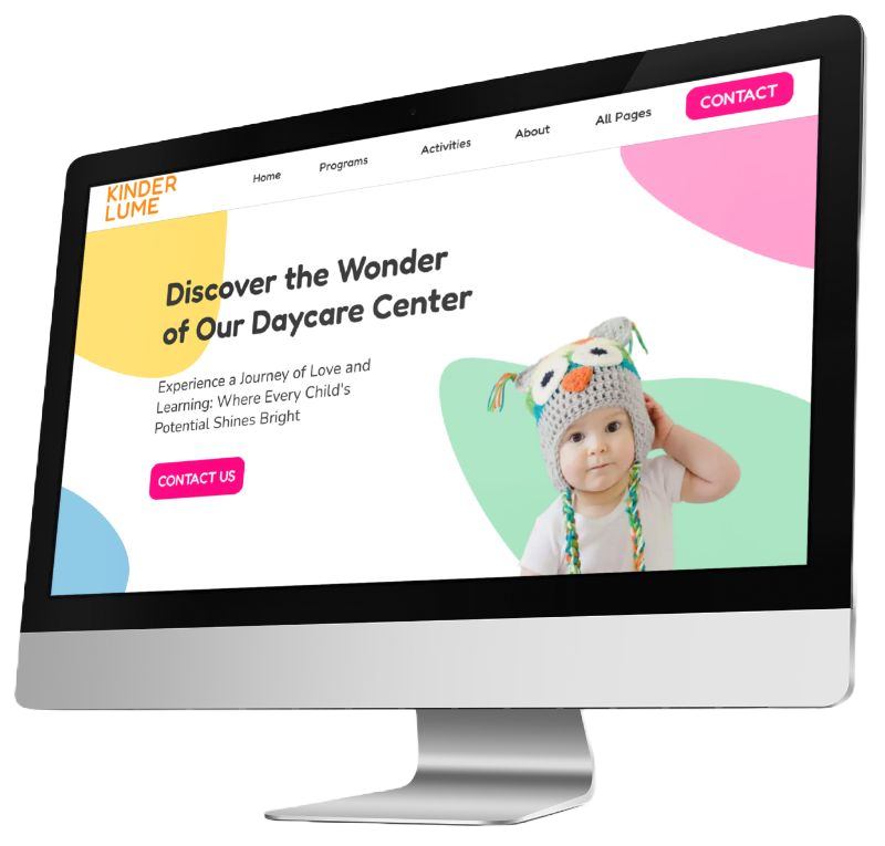 Apple computer showing website of Kinderlume