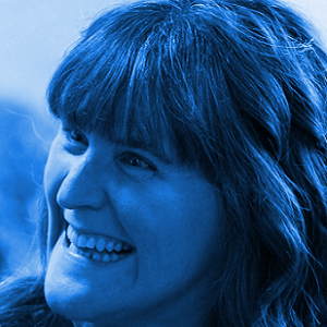 A photo of Angela Highham with a blue tint