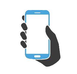 Icon showing a hand holding a mobile device