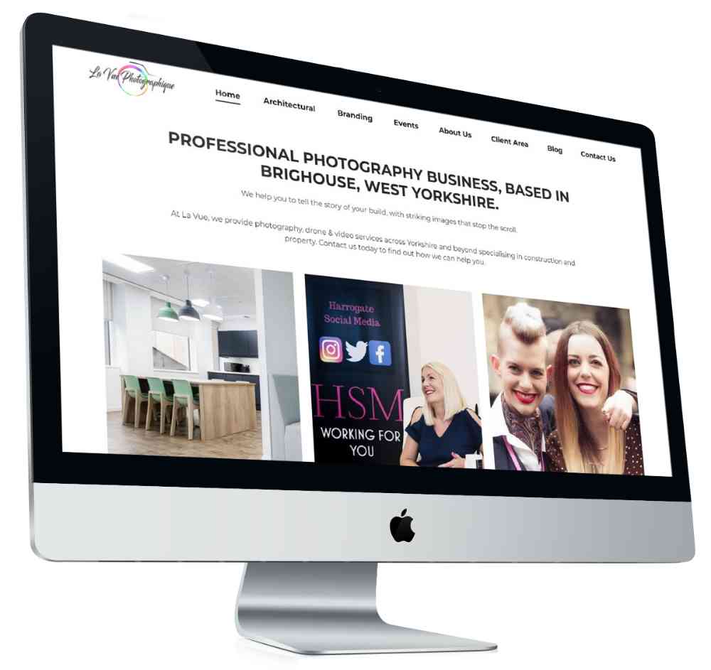 Apple computer showing website of lavuephotographique.co.uk